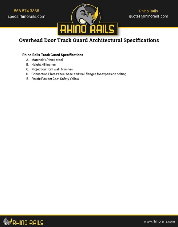 Track Guard Architectural Specs