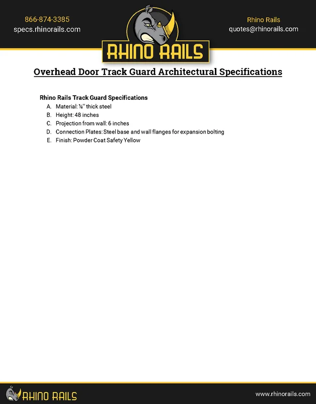 Track Guard Architectural Specs