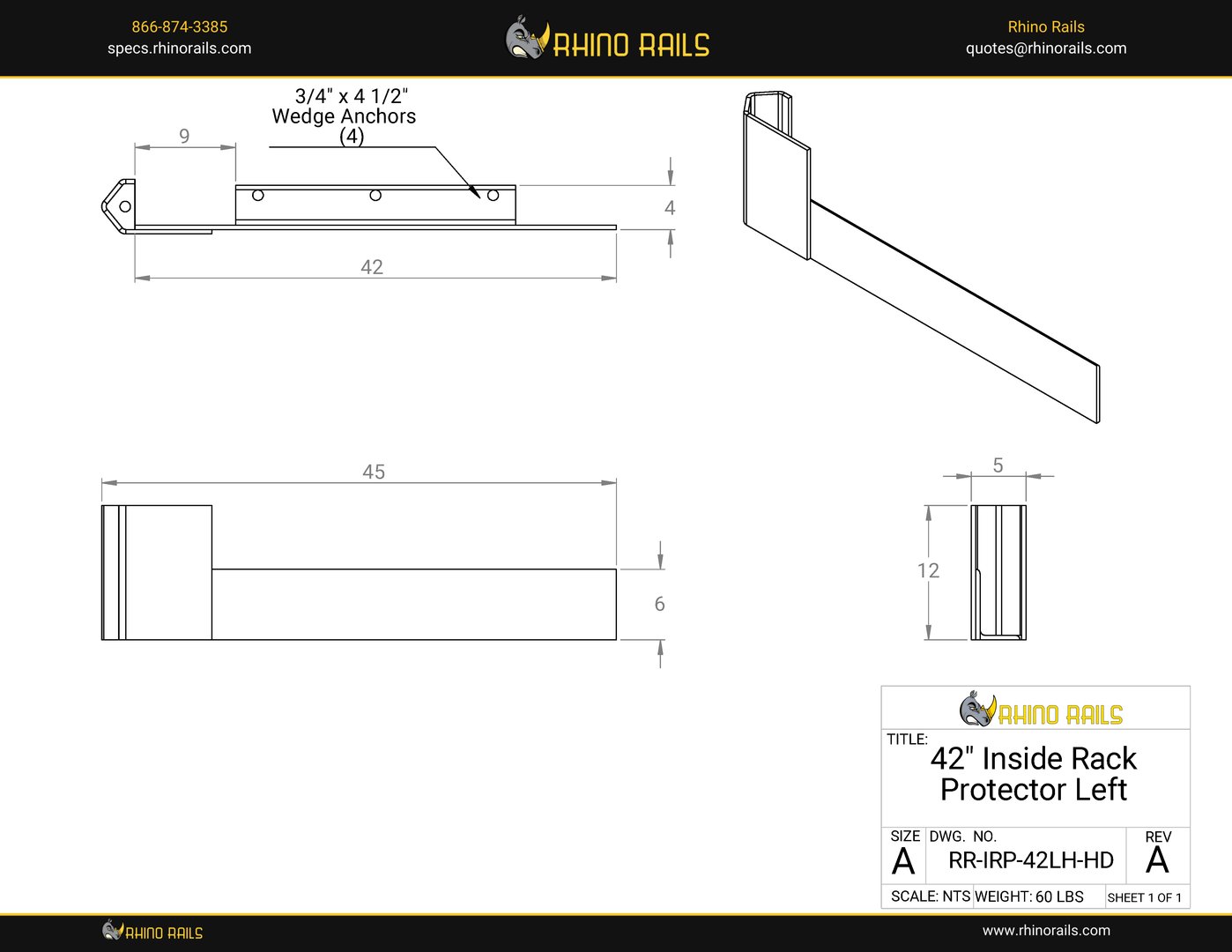 RR-IRP-42LH-HD - Product Detail Drawing
