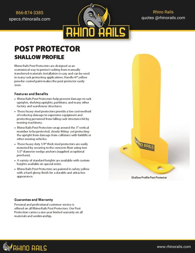 Shallow Profile Post Protector - Product Info Sheet
