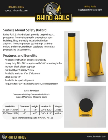Steel Surface Mount Bollard - Product Information Sheet