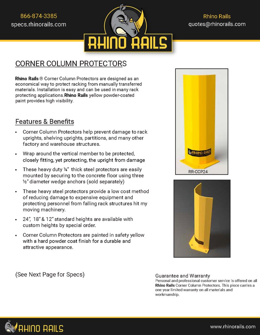 Corner Column Post Protector - Product Information Sheet