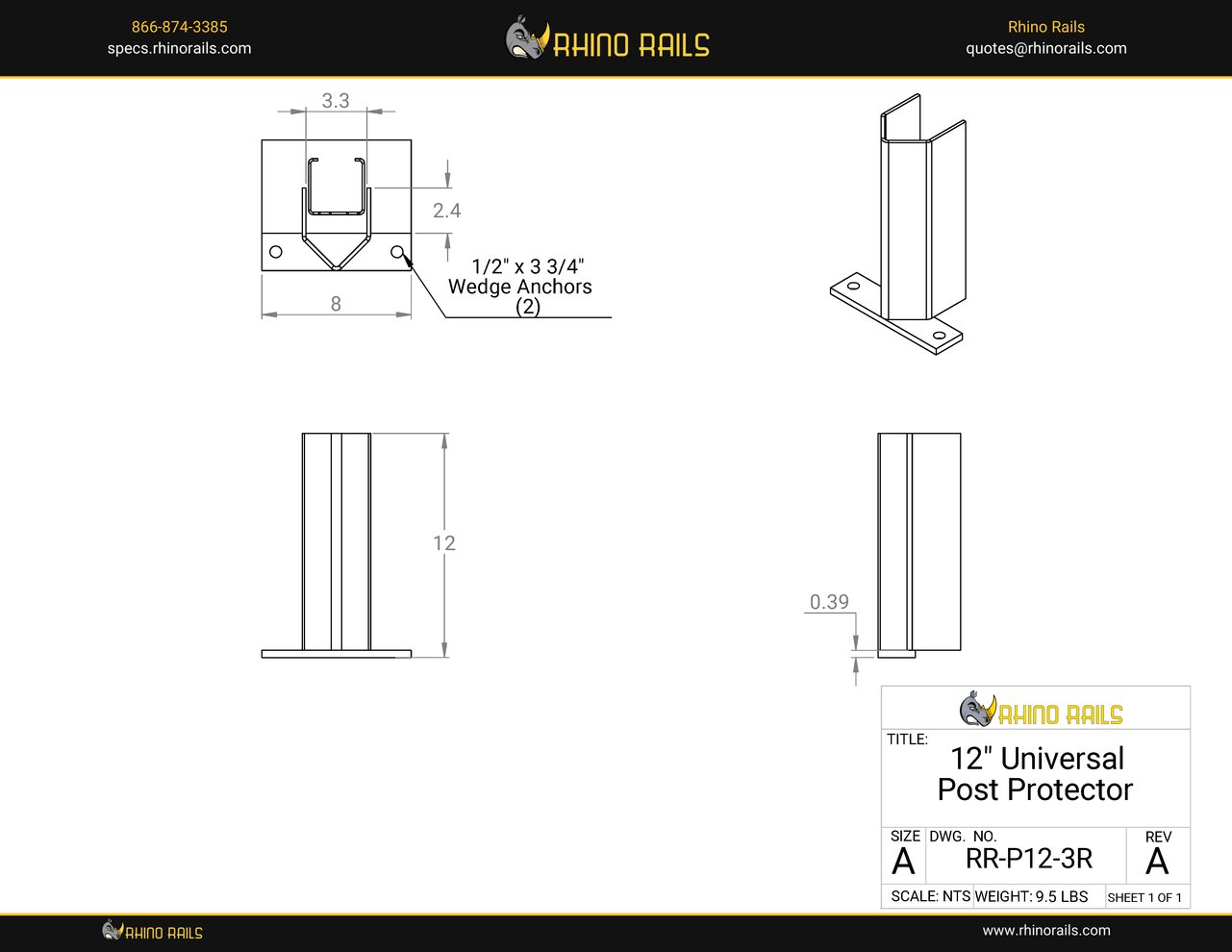 RR-P12-3R - Product Detail Drawing - Photo