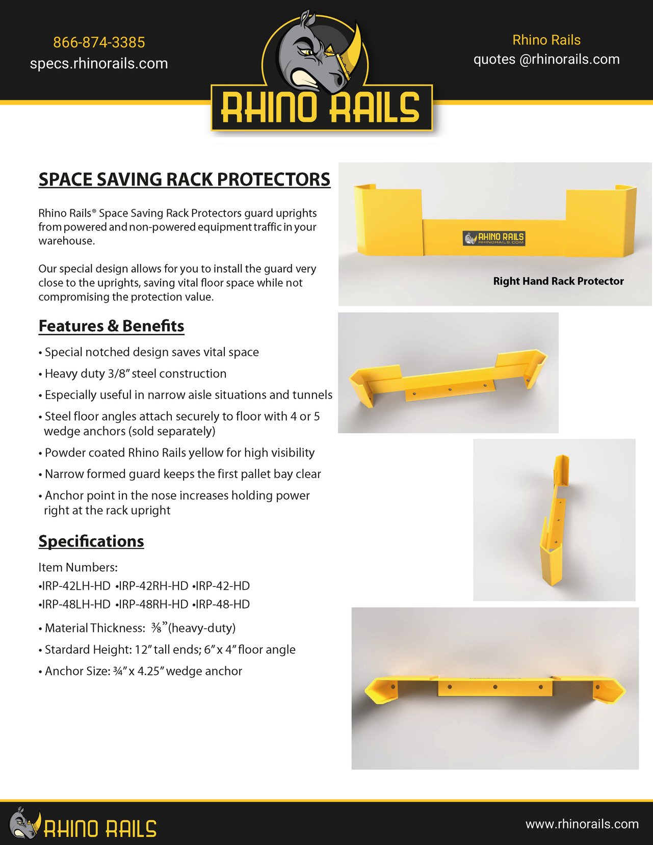Space Saving Rack Protectors - Product Information Sheet - Photo