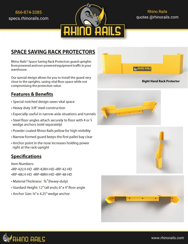 Space Saving Rack Protectors - Product Information Sheet