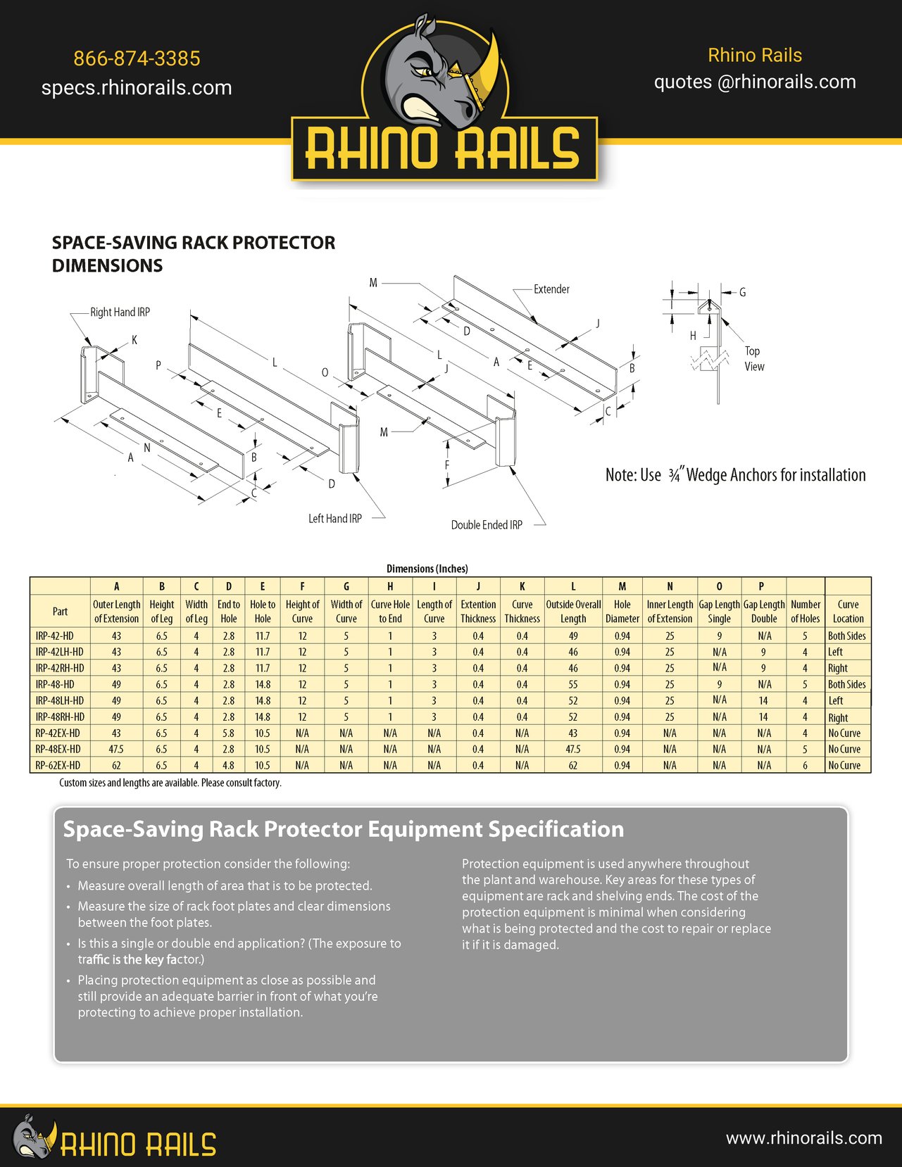 Space Saving Rack Protectors - Product Information Sheet - Photo