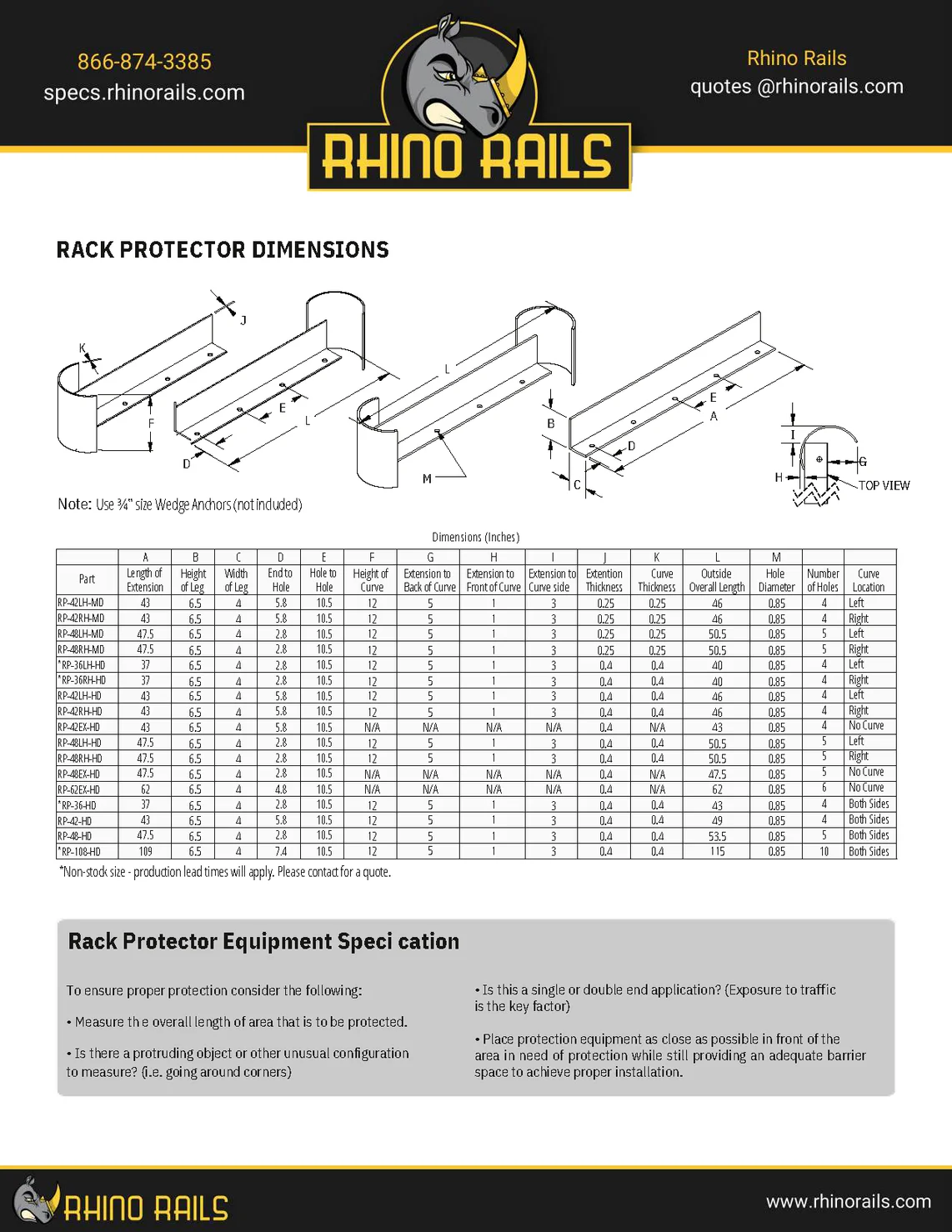 Universal Rack Protector - Product Information Sheet