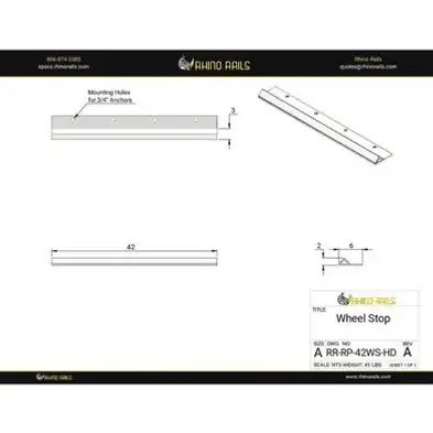 Rhino Rails RR-RP-42WS-HD  42in Forklift Wheel Stop  - Photo