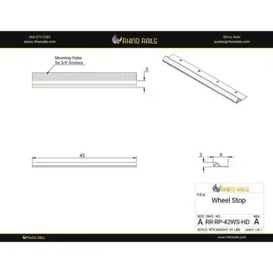 Rhino Rails RR-RP-42WS-HD  42in Forklift Wheel Stop  - Photo