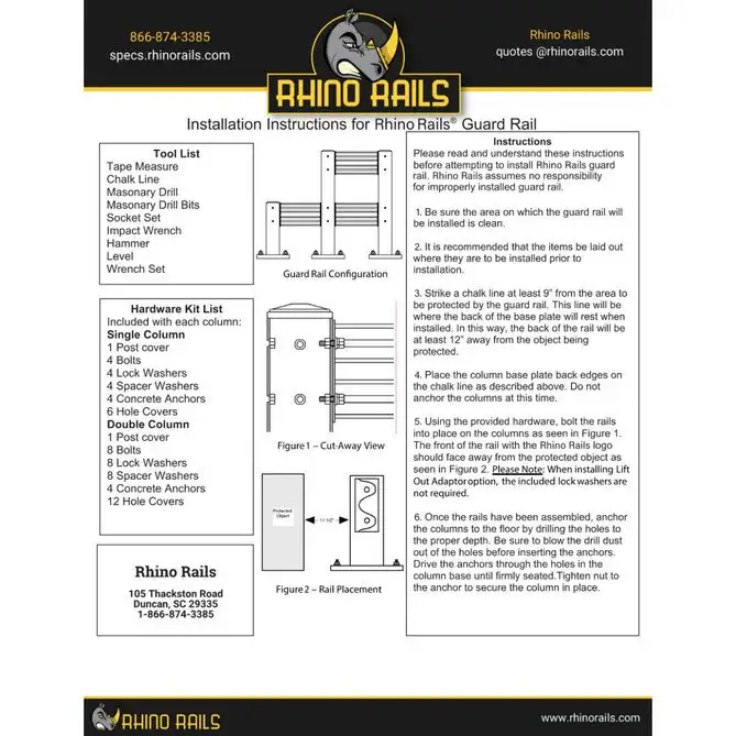 Rhino Rails RR-GR Heavy Duty Warehouse Guardrail - Photo Rhino Rails RR-GR Heavy Duty Warehouse Guardrail