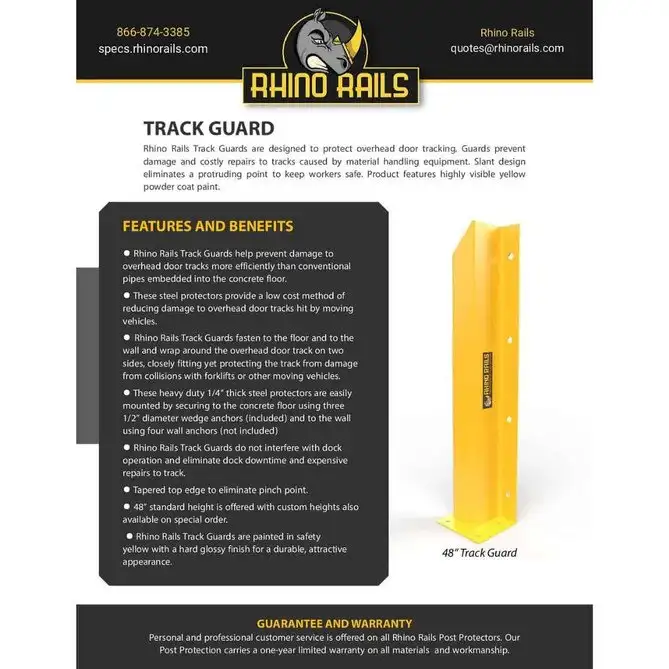 Rhino Rails RR-TG 48in Tall Overhead Door Track Guard - Photo - Photo Rhino Rails RR-TG 48in Tall Overhead Door Track Guard - Photo