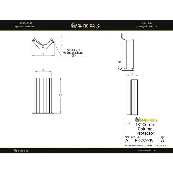 Rhino Rails RR-CCP  Corner Column Post Protector  - Photo