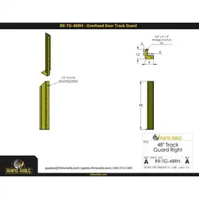 Rhino Rails RR-TG 48in Tall Overhead Door Track Guard - 16 - Photo Rhino Rails RR-TG 48in Tall Overhead Door Track Guard - 16