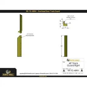 Rhino Rails RR-TG 48in Tall Overhead Door Track Guard - 16 - Photo Rhino Rails RR-TG 48in Tall Overhead Door Track Guard - 16