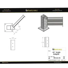Rhino Rails RR-AA-45  45-Degree Angle Adapter for Guardrail  - Photo
