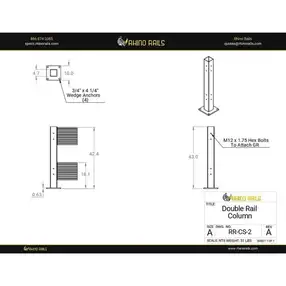 Rhino Rails RR-CS-2  43in Guardrail Column with Standard Baseplate  - Photo