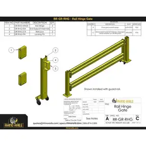 Rhino Rails RR-GR-RHG Double Rail Hinge Assembly Barrier Gate - Photo Rhino Rails RR-GR-RHG Double Rail Hinge Assembly Barrier Gate