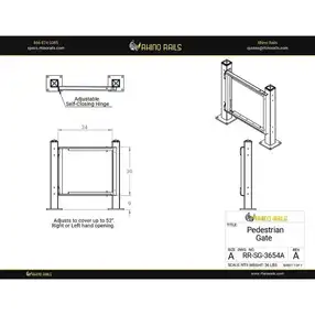 Rhino Rails RR-SG-3654A  34" - 52" Adjustable Pedestrian Swing Gate  - Photo