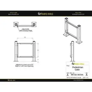 Rhino Rails RR-SG-3654A  34" - 52" Adjustable Pedestrian Swing Gate  - Photo