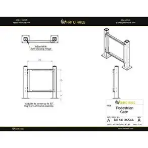 Rhino Rails RR-SG-3654A  34" - 52" Adjustable Pedestrian Swing Gate  - Photo